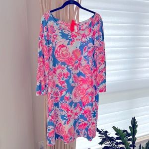 COPY - Lilly Pulitzer 3/4 sleeve dress with ocean motif, size XL.
